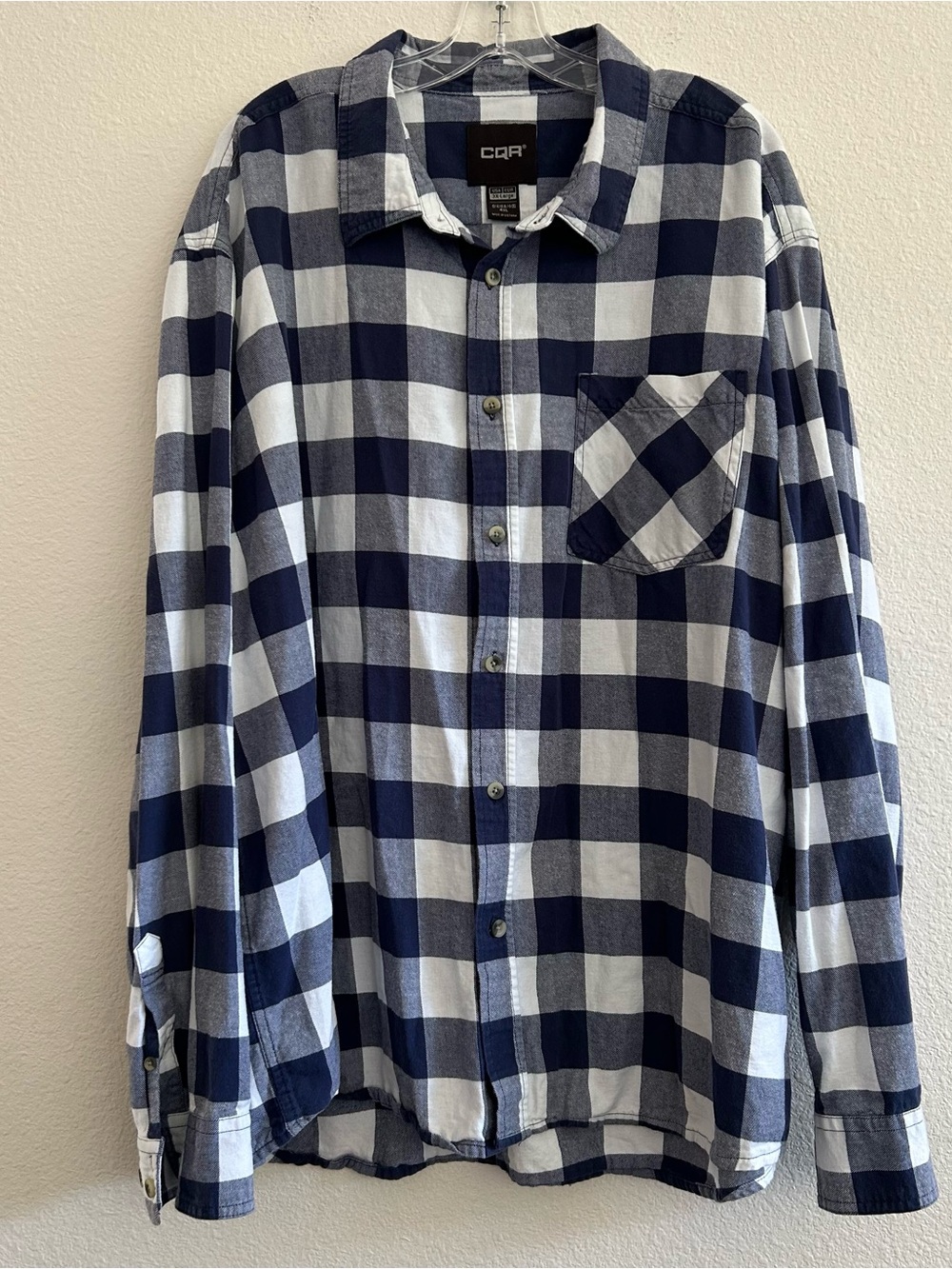 CQR Men's Navy & White Check Button-Down Shirt
